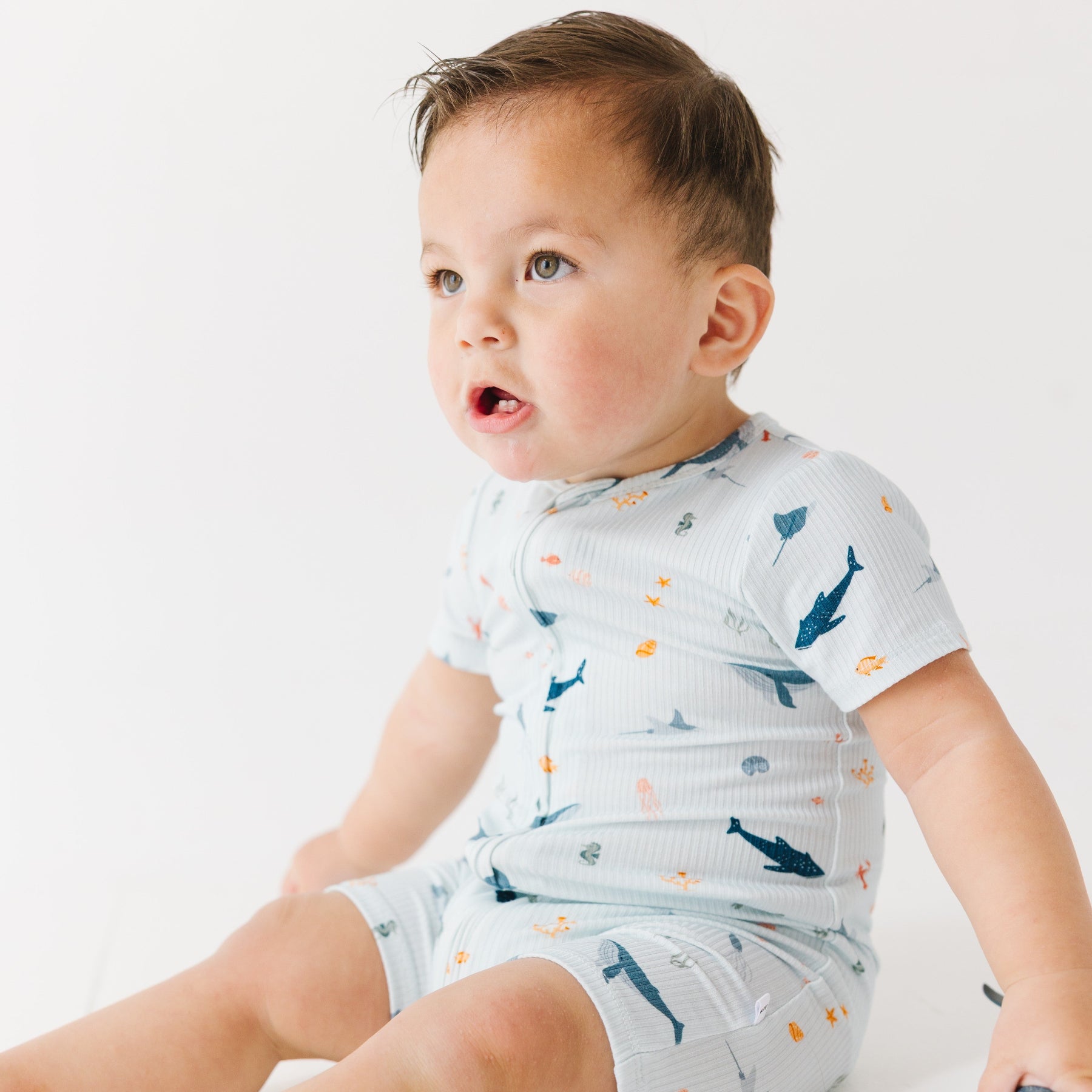 Under The Sea Small Ribbed Summer Zip Romper