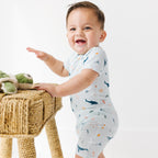 Under The Sea Small Ribbed Summer Zip Romper