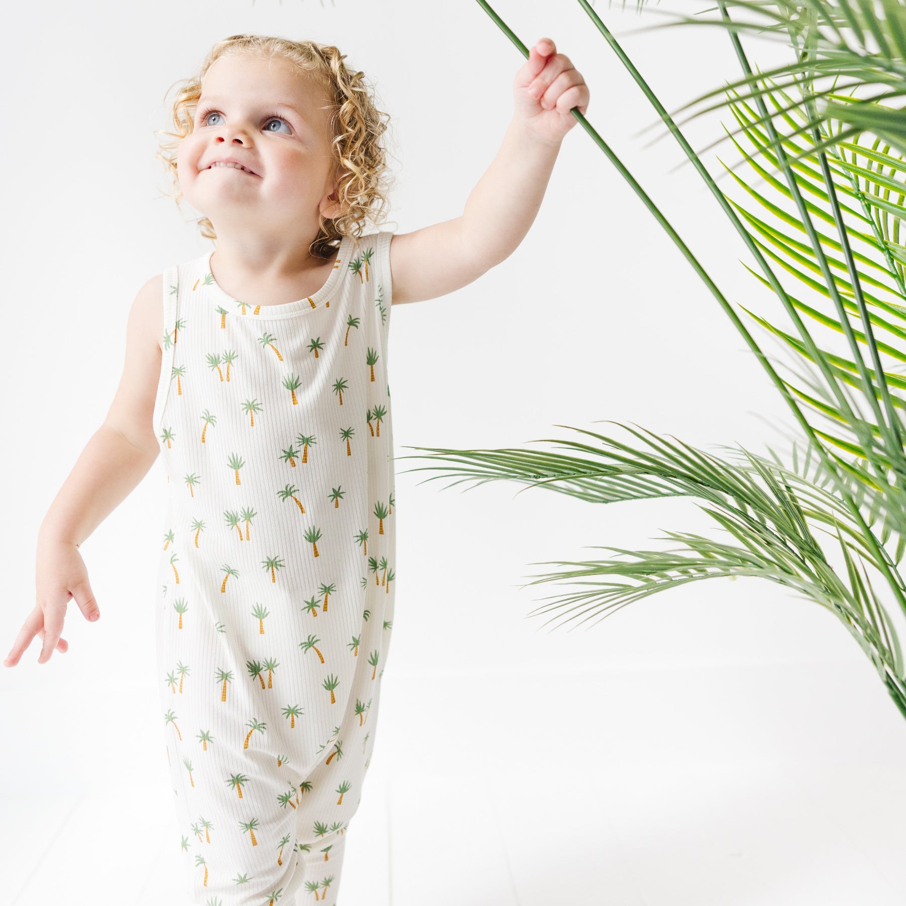 Island Palm Trees Small Ribbed Harem Romper
