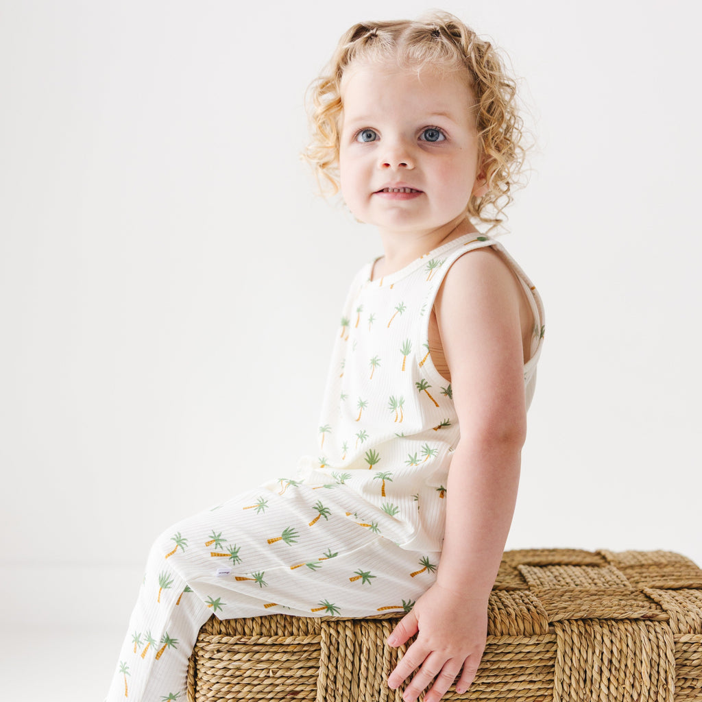 Island Palm Trees Small Ribbed Harem Romper