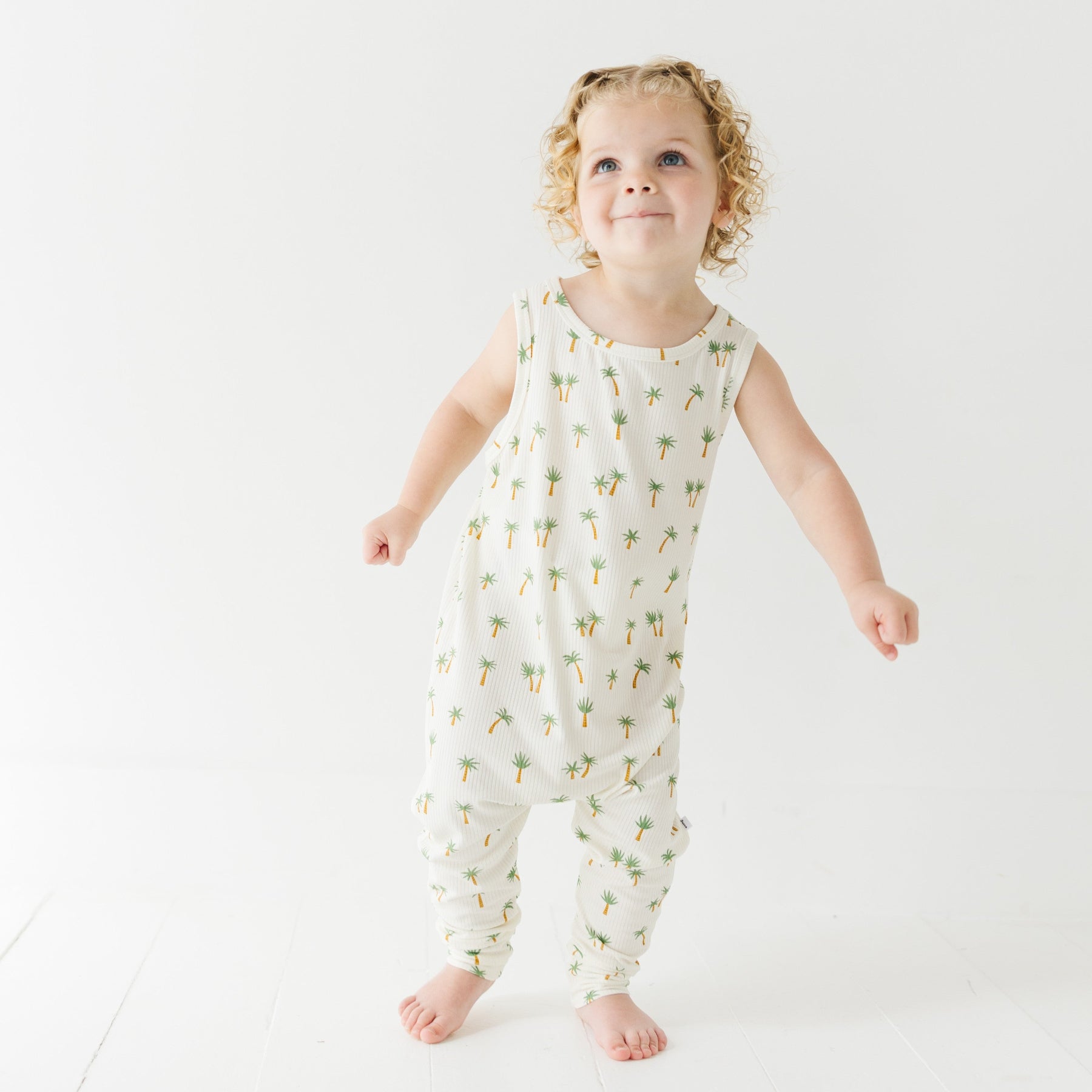 Island Palm Trees Small Ribbed Harem Romper
