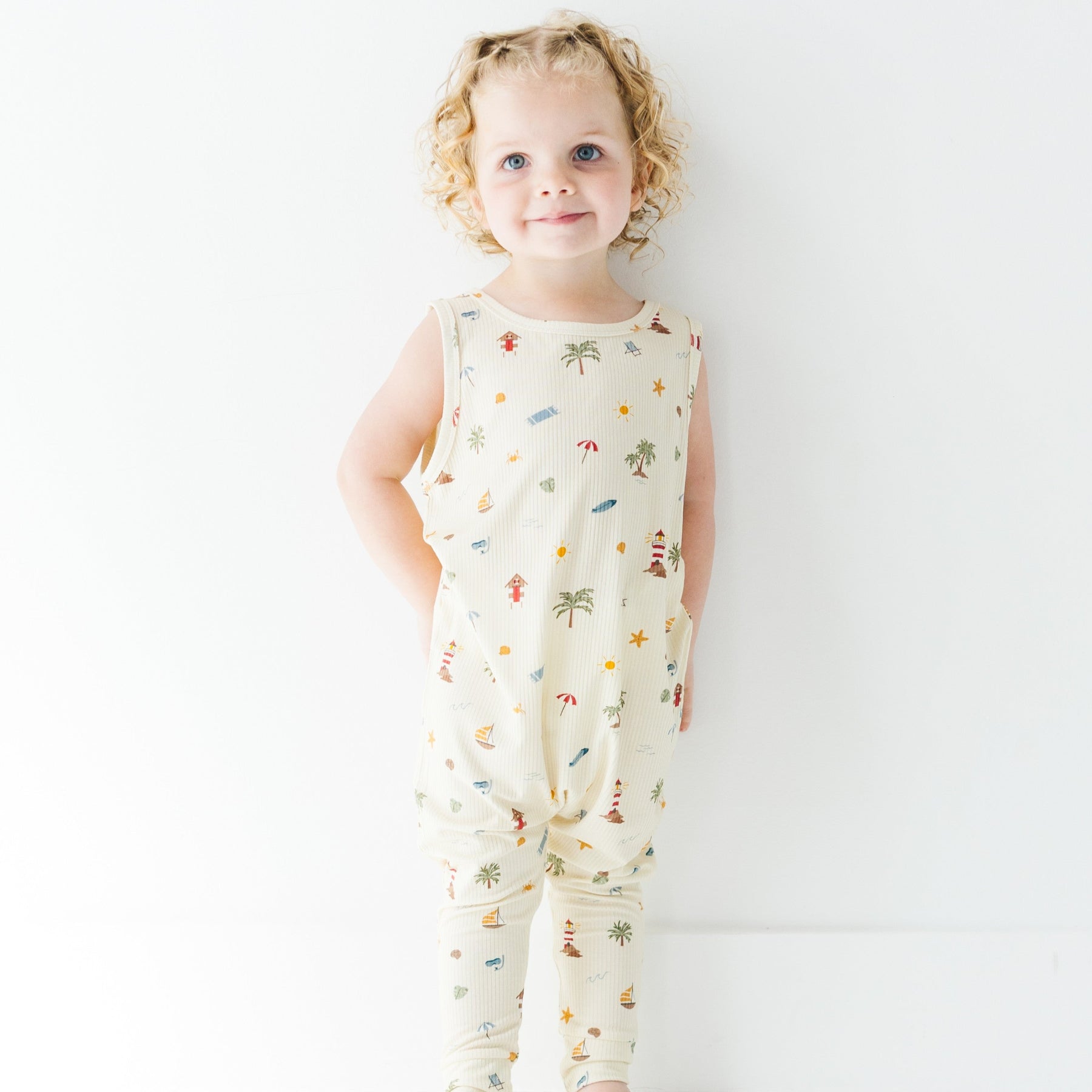 Beach Days Small Ribbed Harem Romper