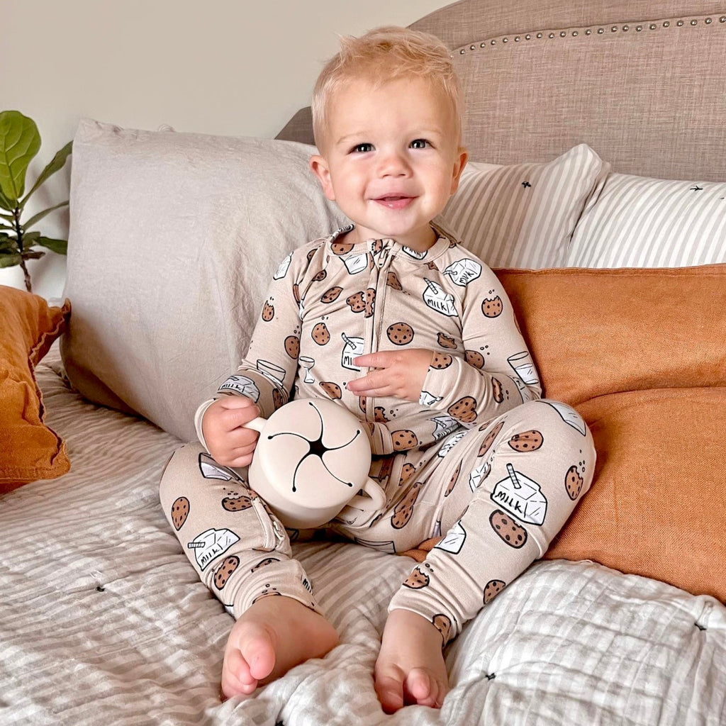 Cookies and Milk Zip Romper