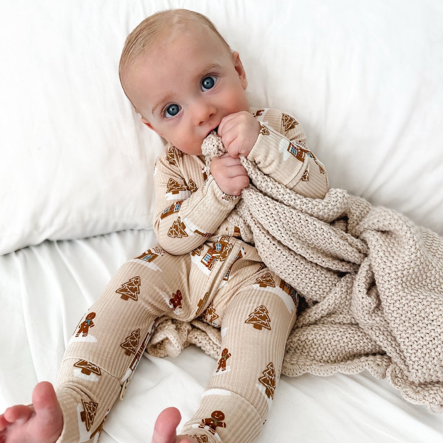 Gingerbread Small Ribbed Zip Romper