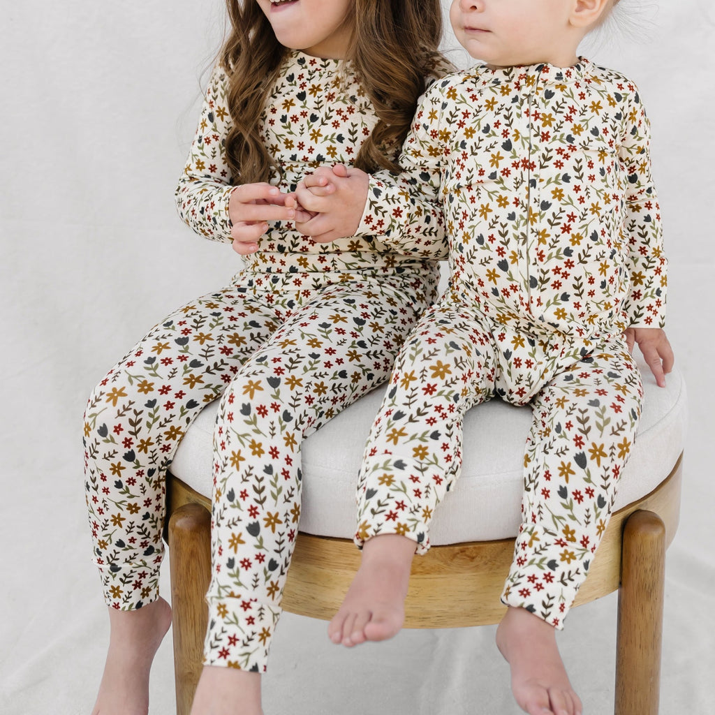 Cream Floral Zip Romper