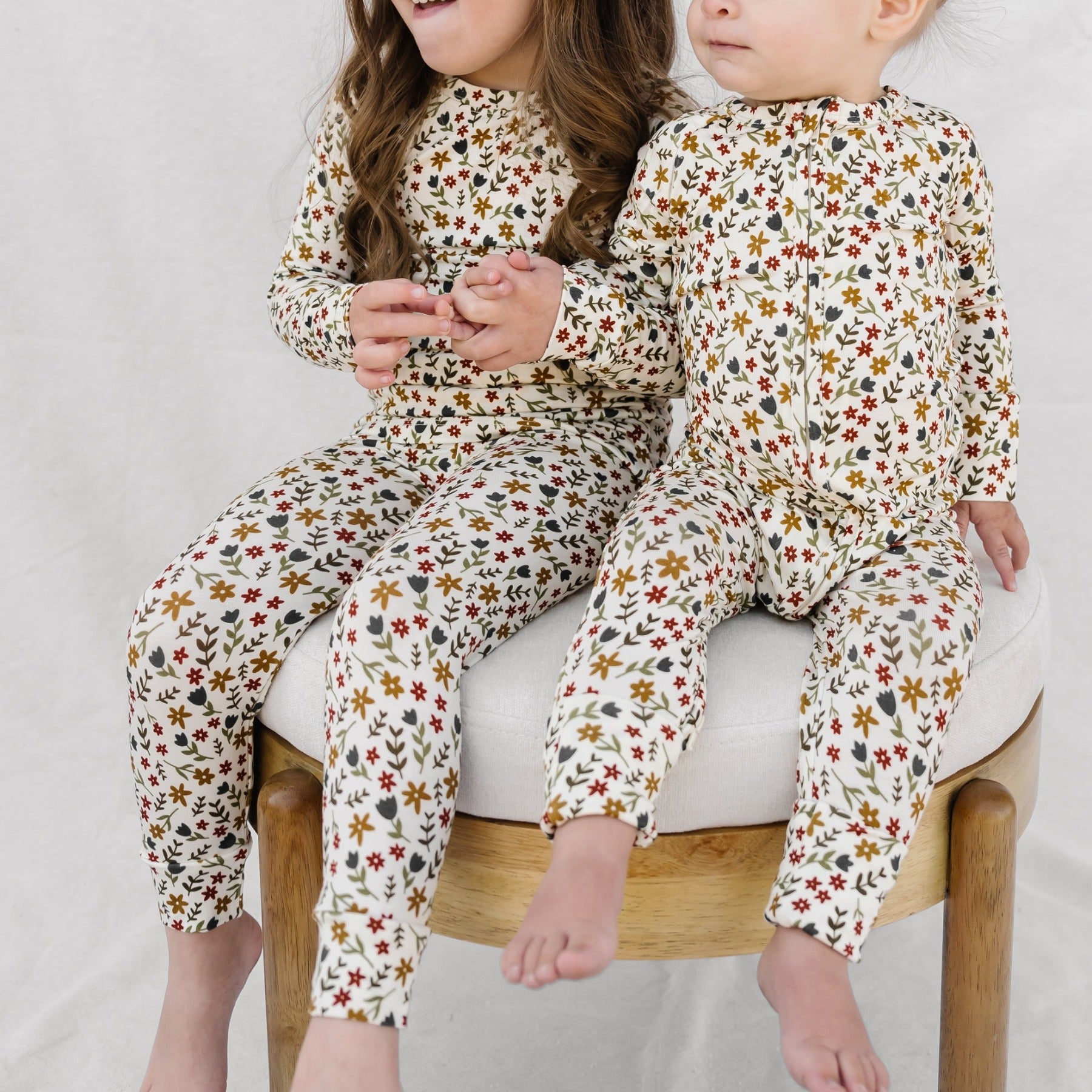 Cream Floral Zip Romper