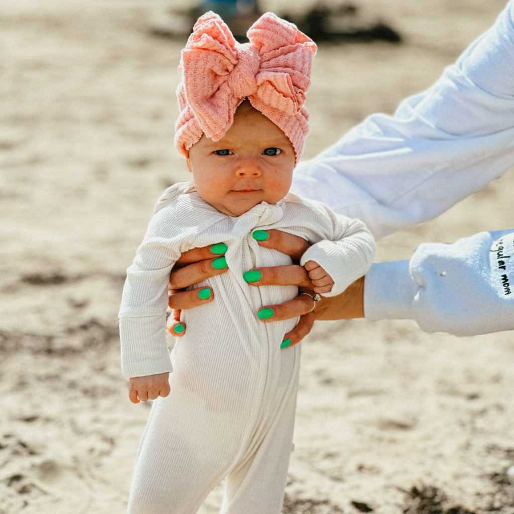 Cream Small Ribbed Zip Romper