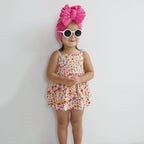 Summer Blooms Small Ribbed Ruffle Romper