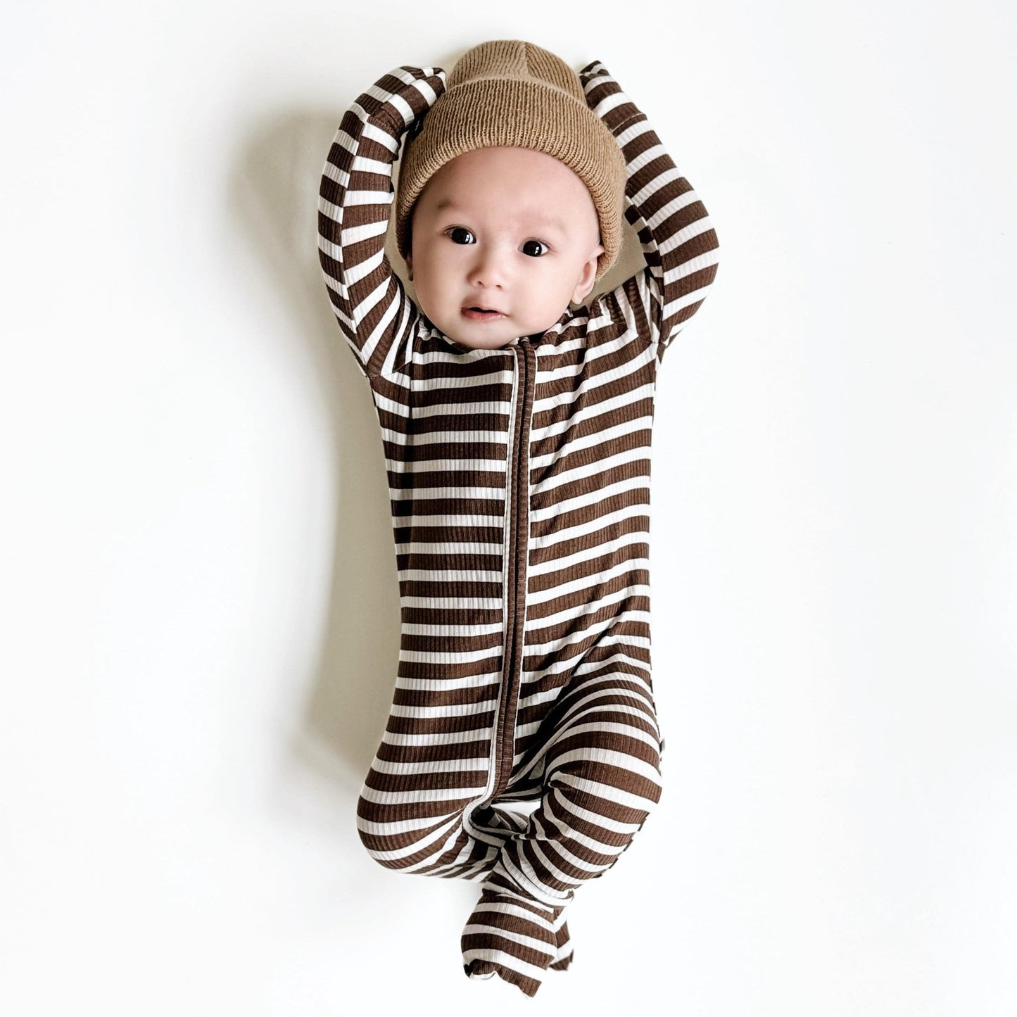 Pinecone Big Stripe Ribbed Zip Romper