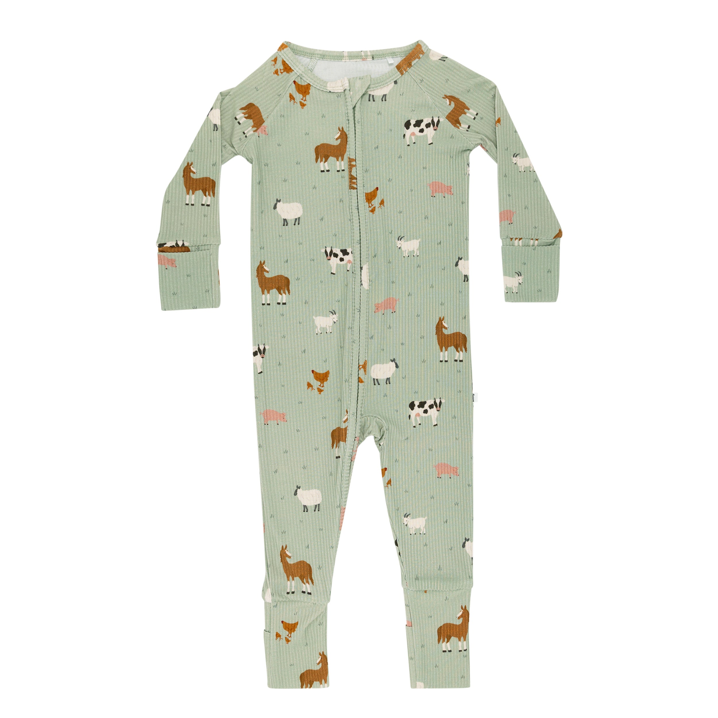 Farm Animals Small Ribbed Zip Romper