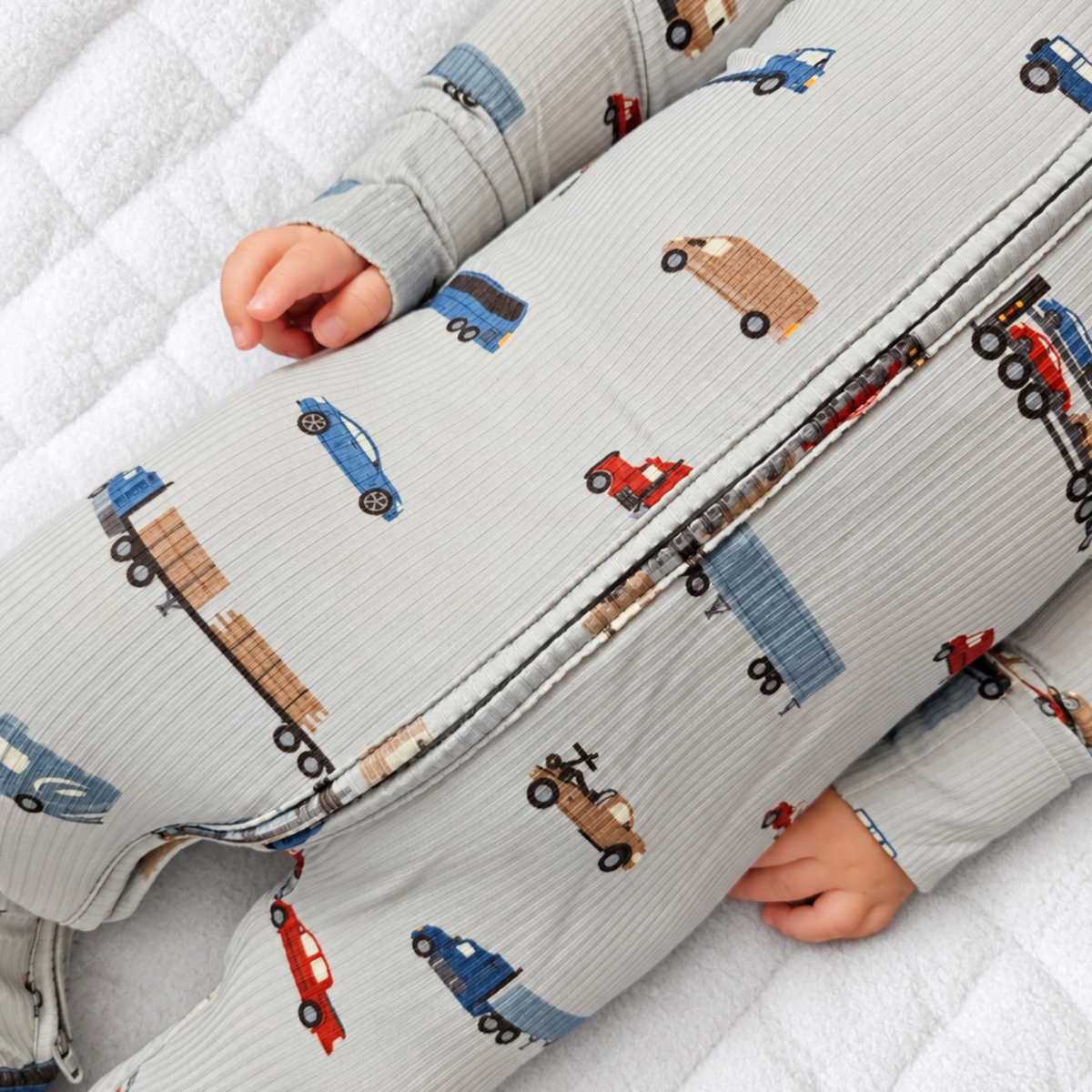 Road Vehicles Small Ribbed Zip Romper