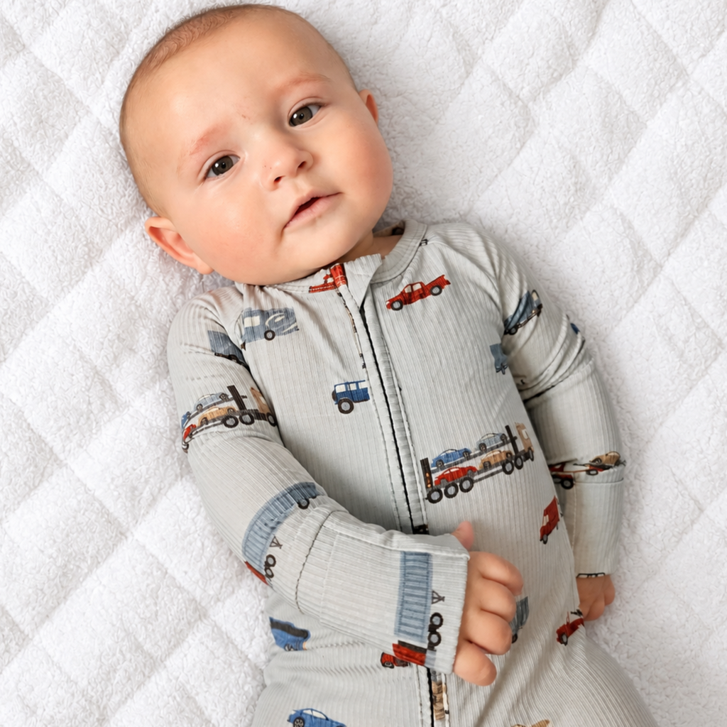 Road Vehicles Small Ribbed Zip Romper