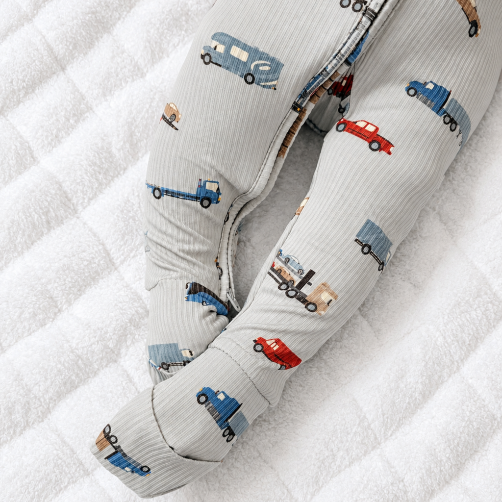 Road Vehicles Small Ribbed Zip Romper
