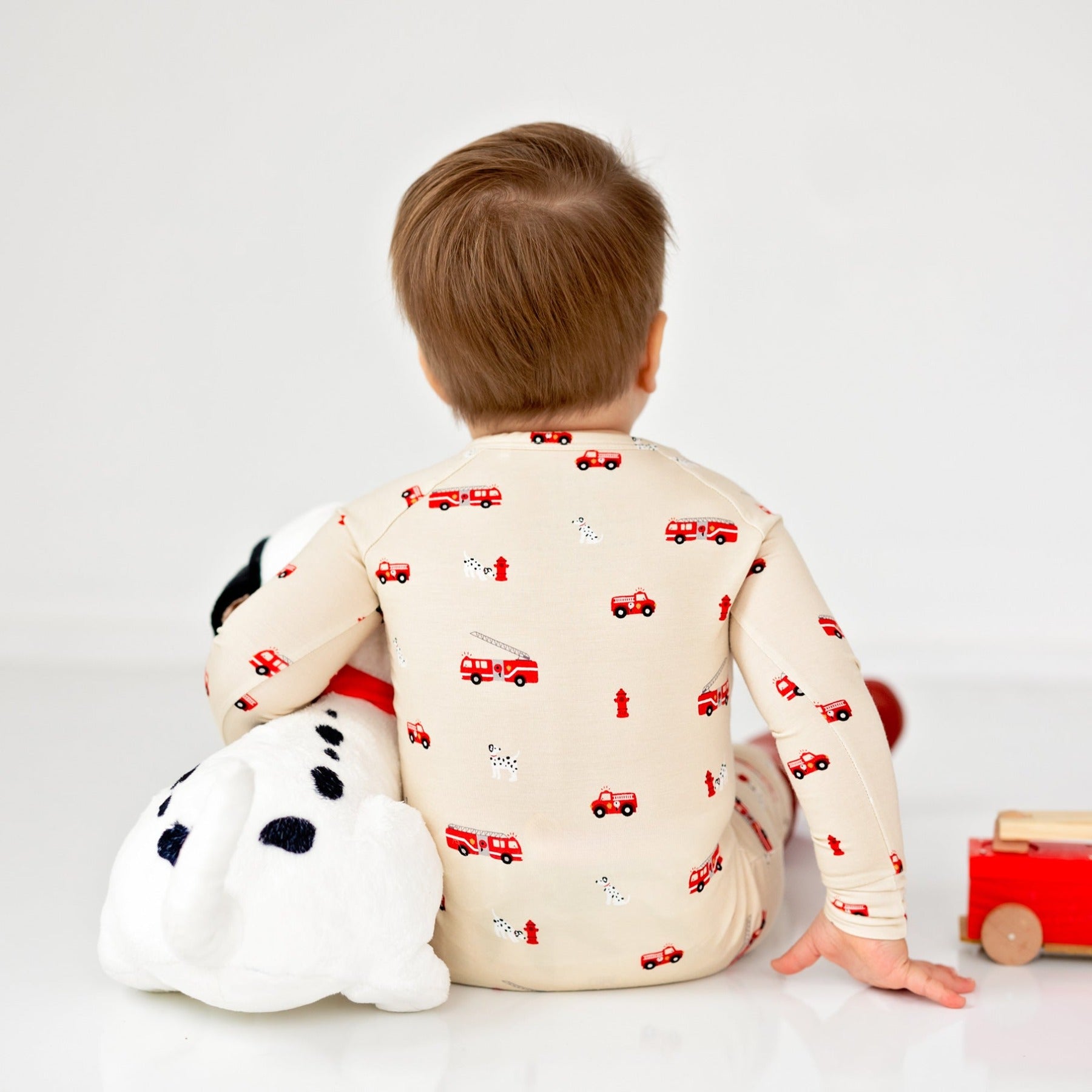 Firetrucks Zip Romper