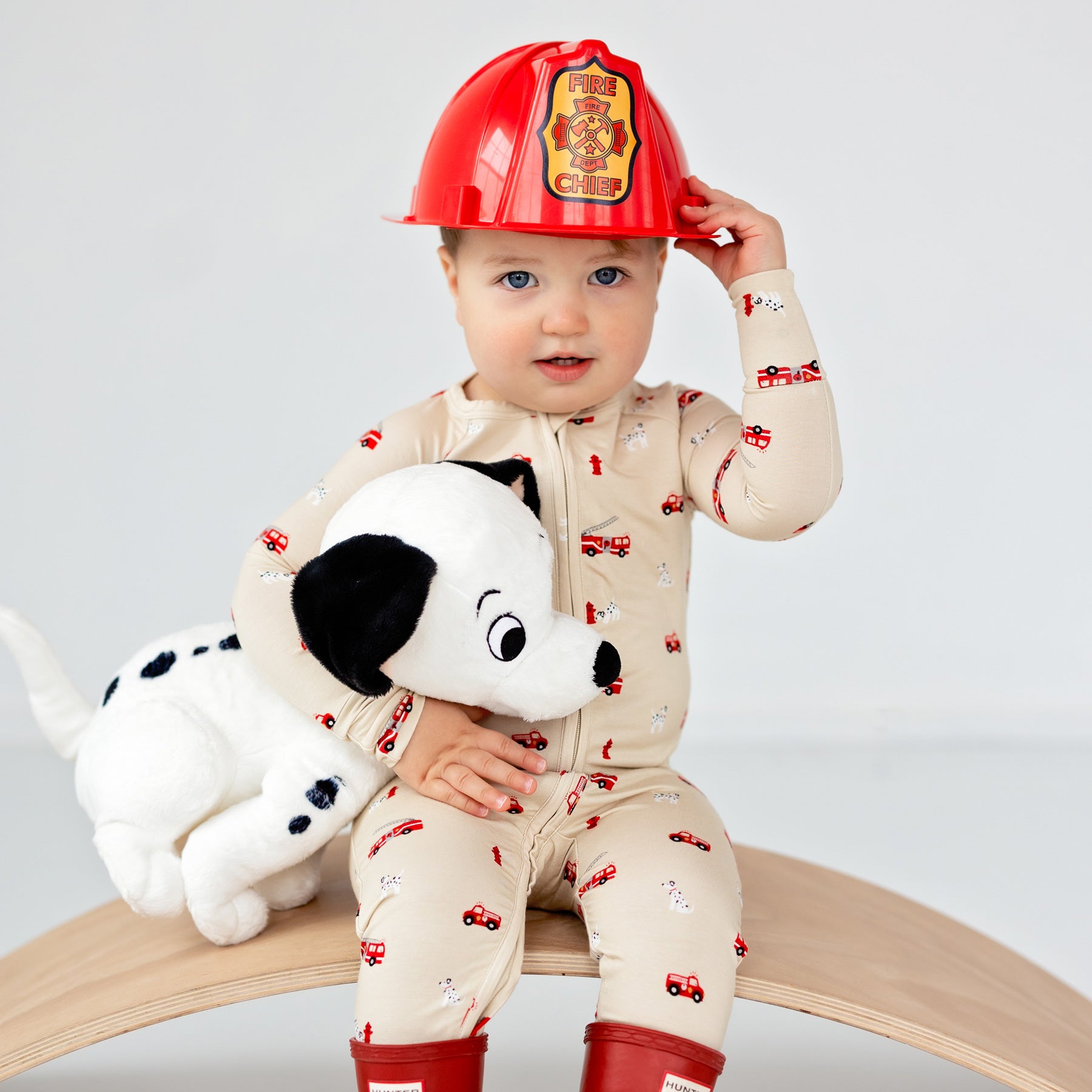 Firetrucks Zip Romper