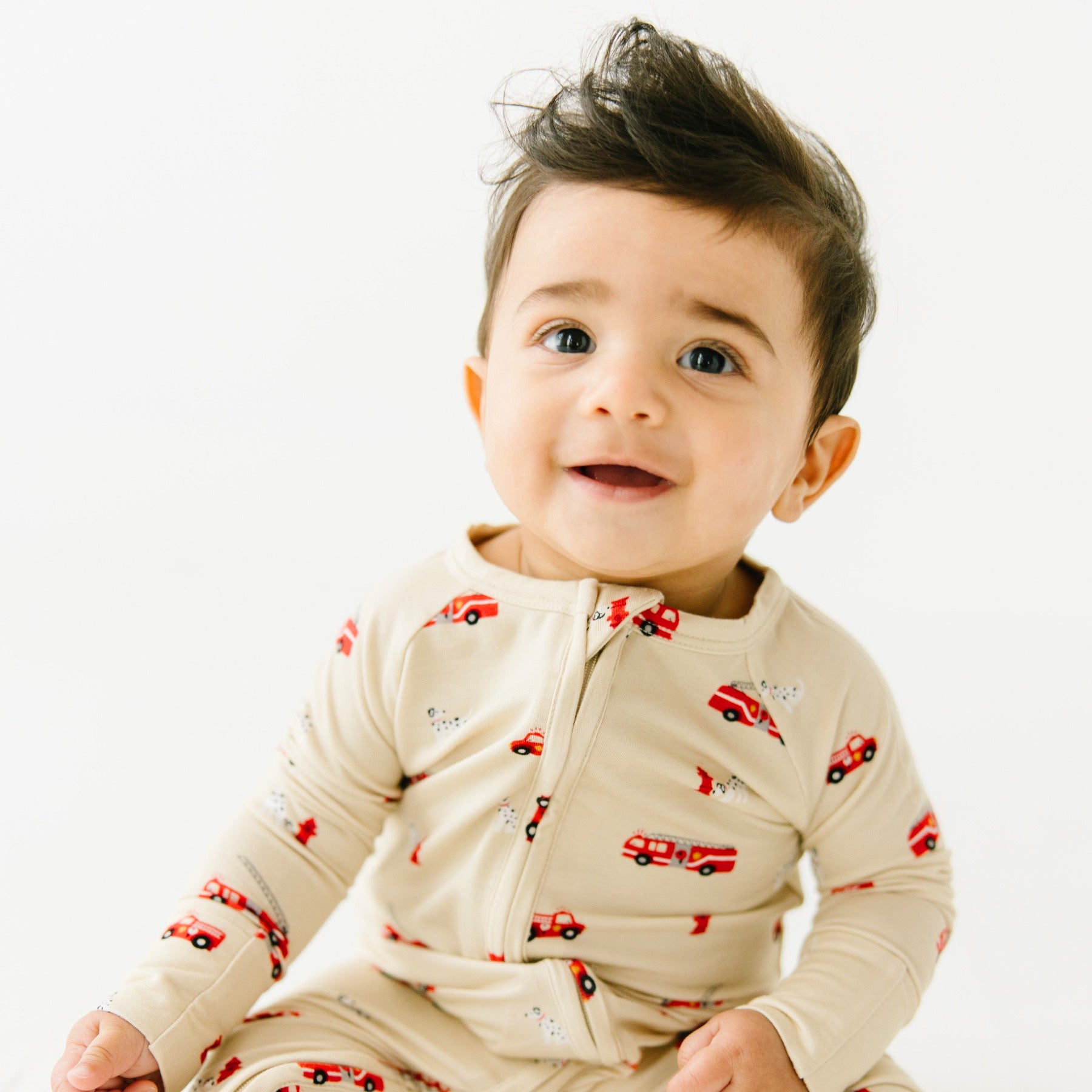 Firetrucks Zip Romper