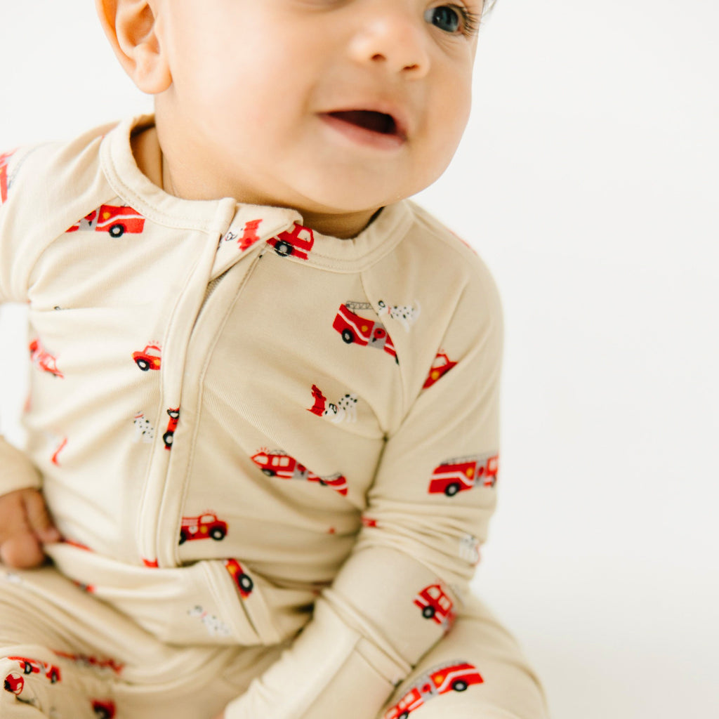 Firetrucks Zip Romper