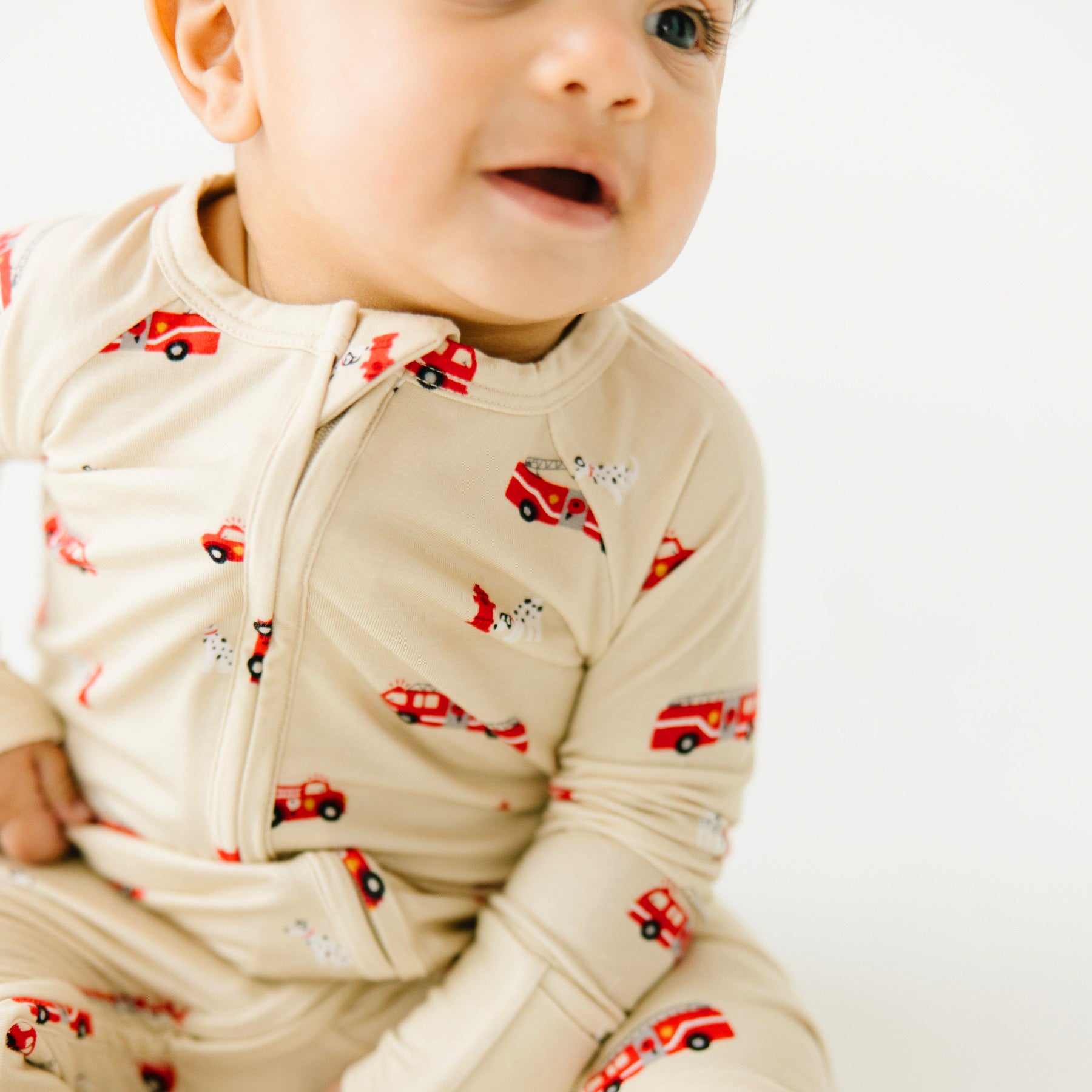 Firetrucks Zip Romper
