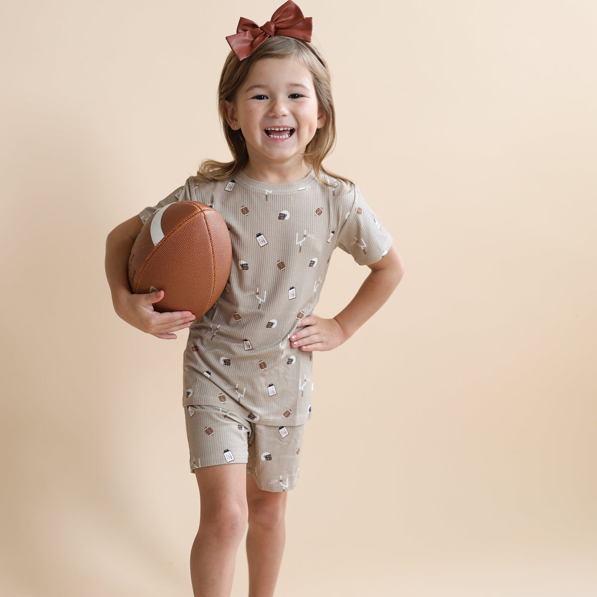Football Small Ribbed Shorts Two-Piece Set