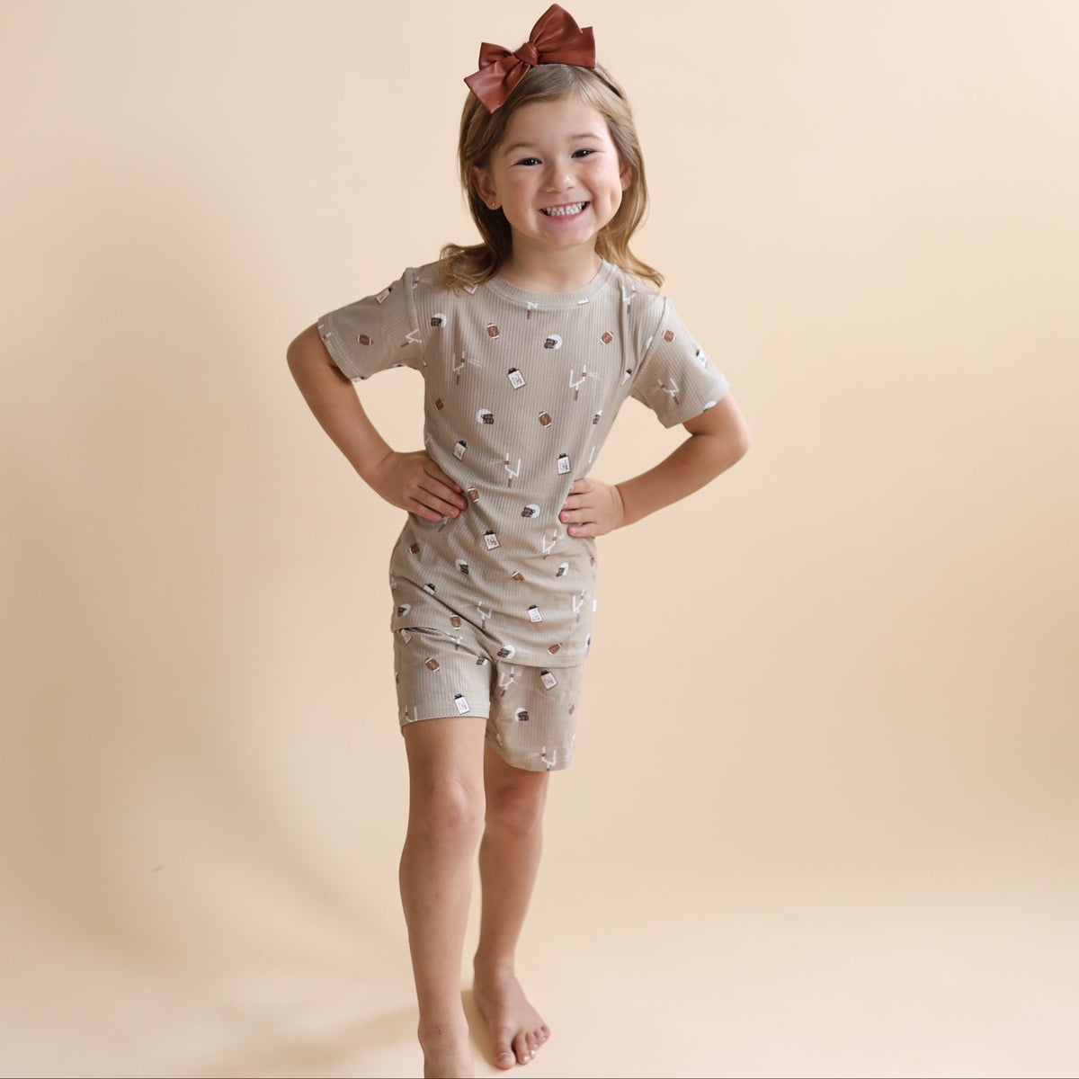 Football Small Ribbed Shorts Two-Piece Set