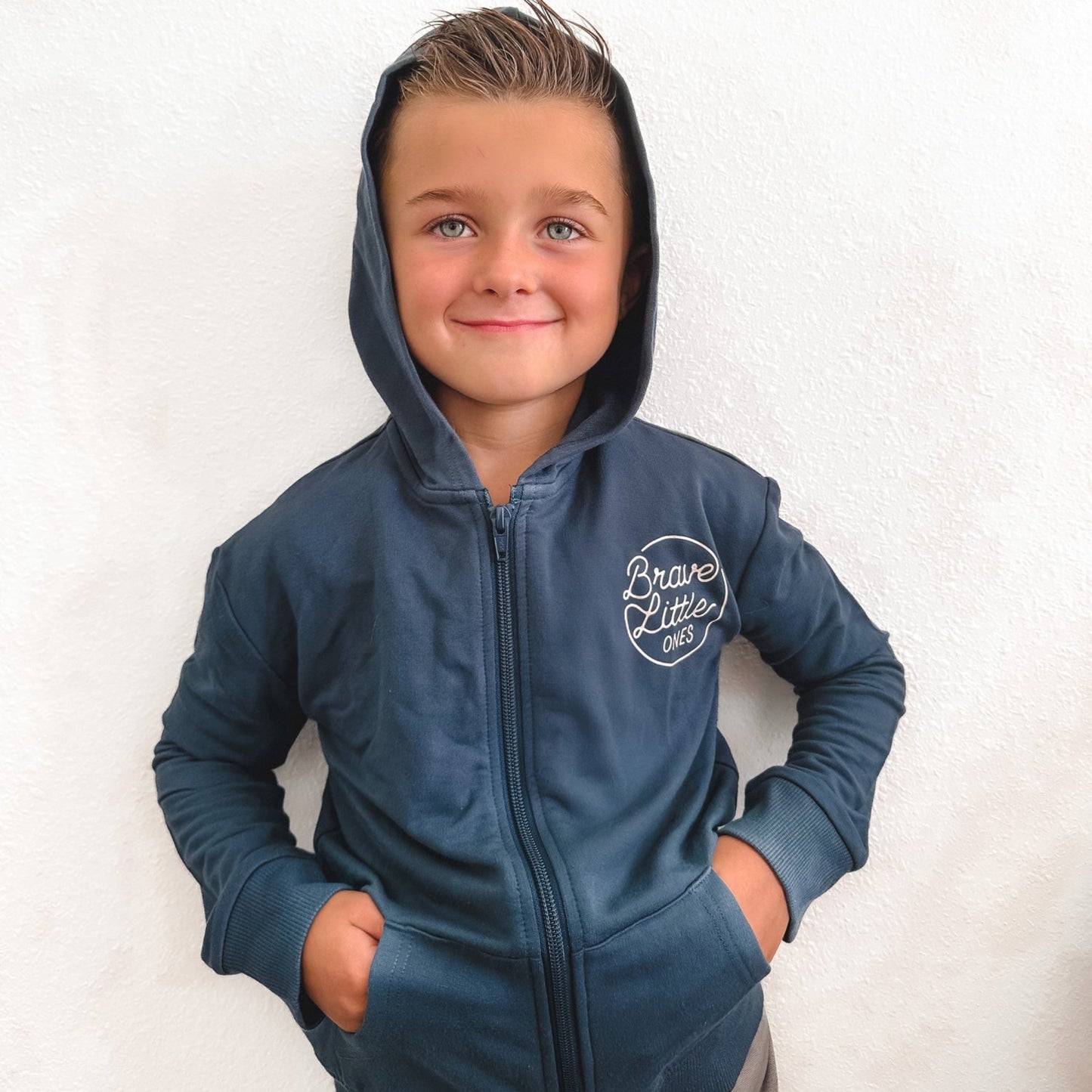 Brave Little Ones Circle Navy French Terry Zip-Up Jacket