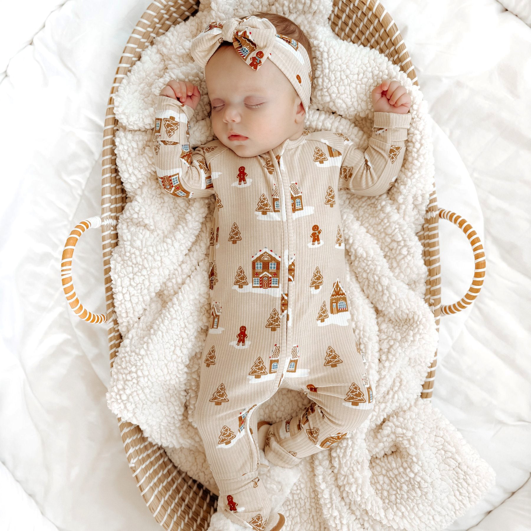 Gingerbread Small Ribbed Zip Romper