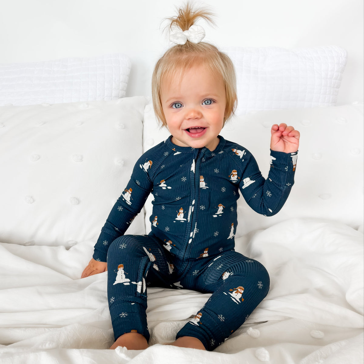Snowmen Small Ribbed Zip Romper