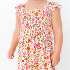 Summer Blooms Small Ribbed Flutter Sleeve Dress