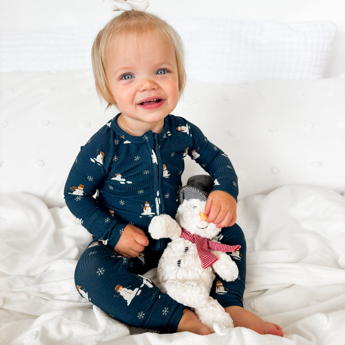 Snowmen Small Ribbed Zip Romper