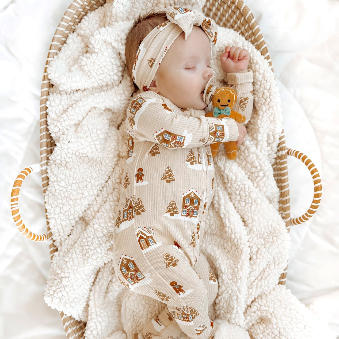 Gingerbread Small Ribbed Zip Romper