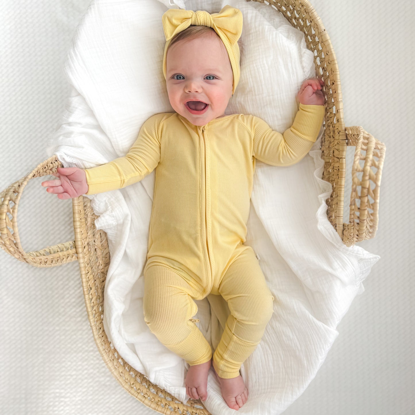 Lemon Yellow Small Ribbed Zip Romper