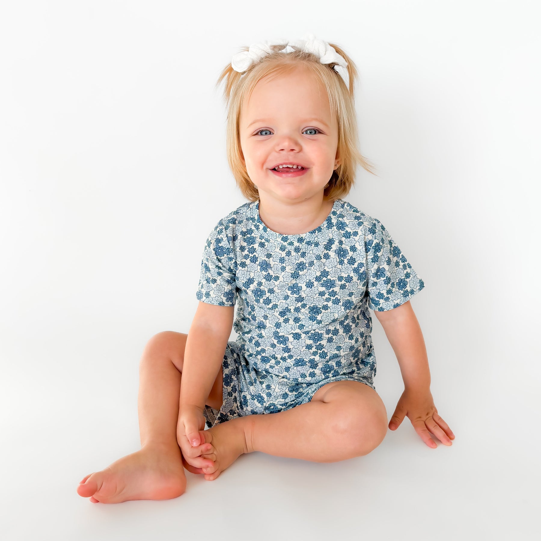 Bluebell Blossoms Small Ribbed Shorts Two-Piece Set