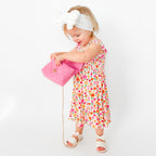 Summer Blooms Small Ribbed Flutter Sleeve Dress