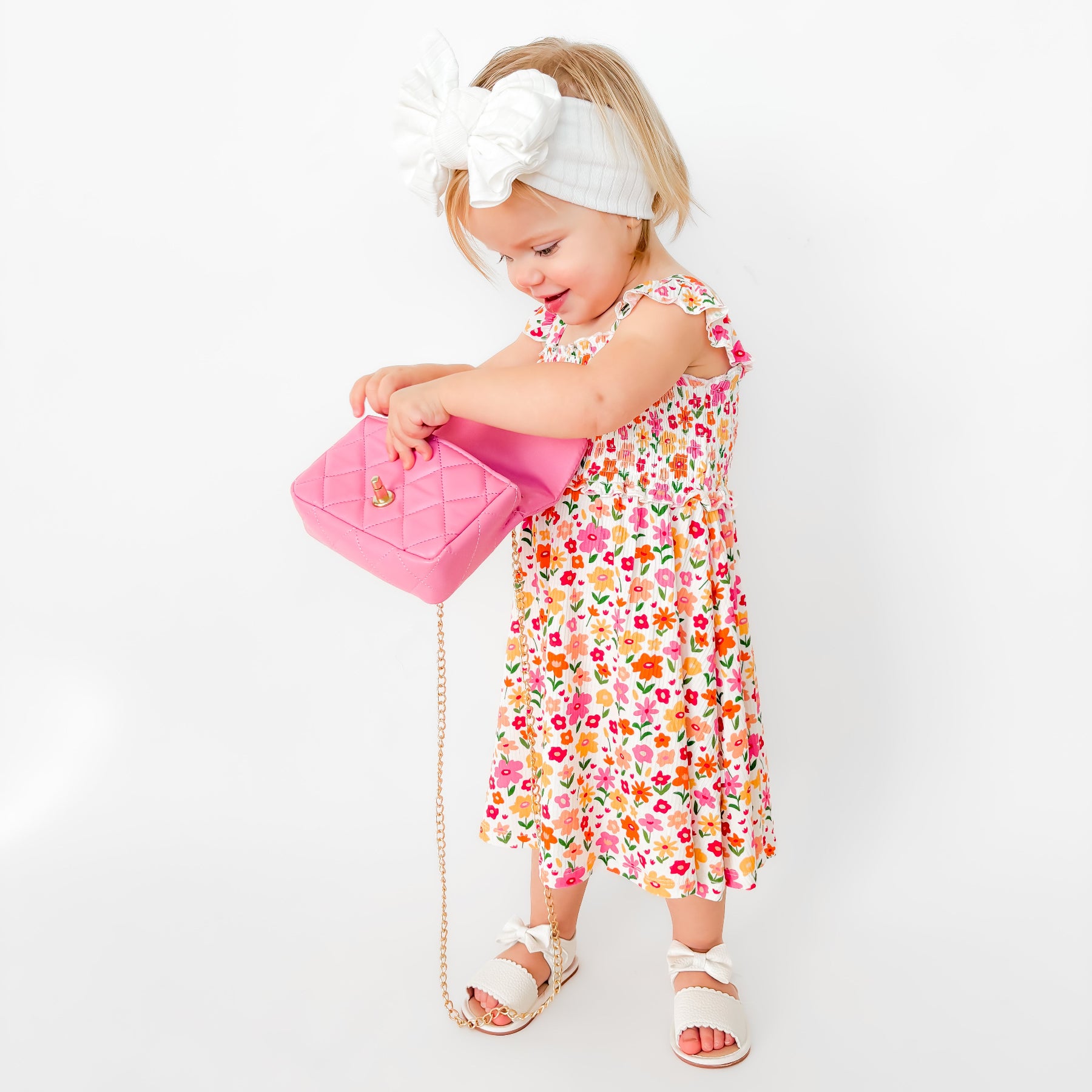 Summer Blooms Small Ribbed Flutter Sleeve Dress