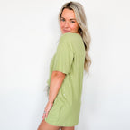 Tarragon Green Small Ribbed Women's Shorts Set