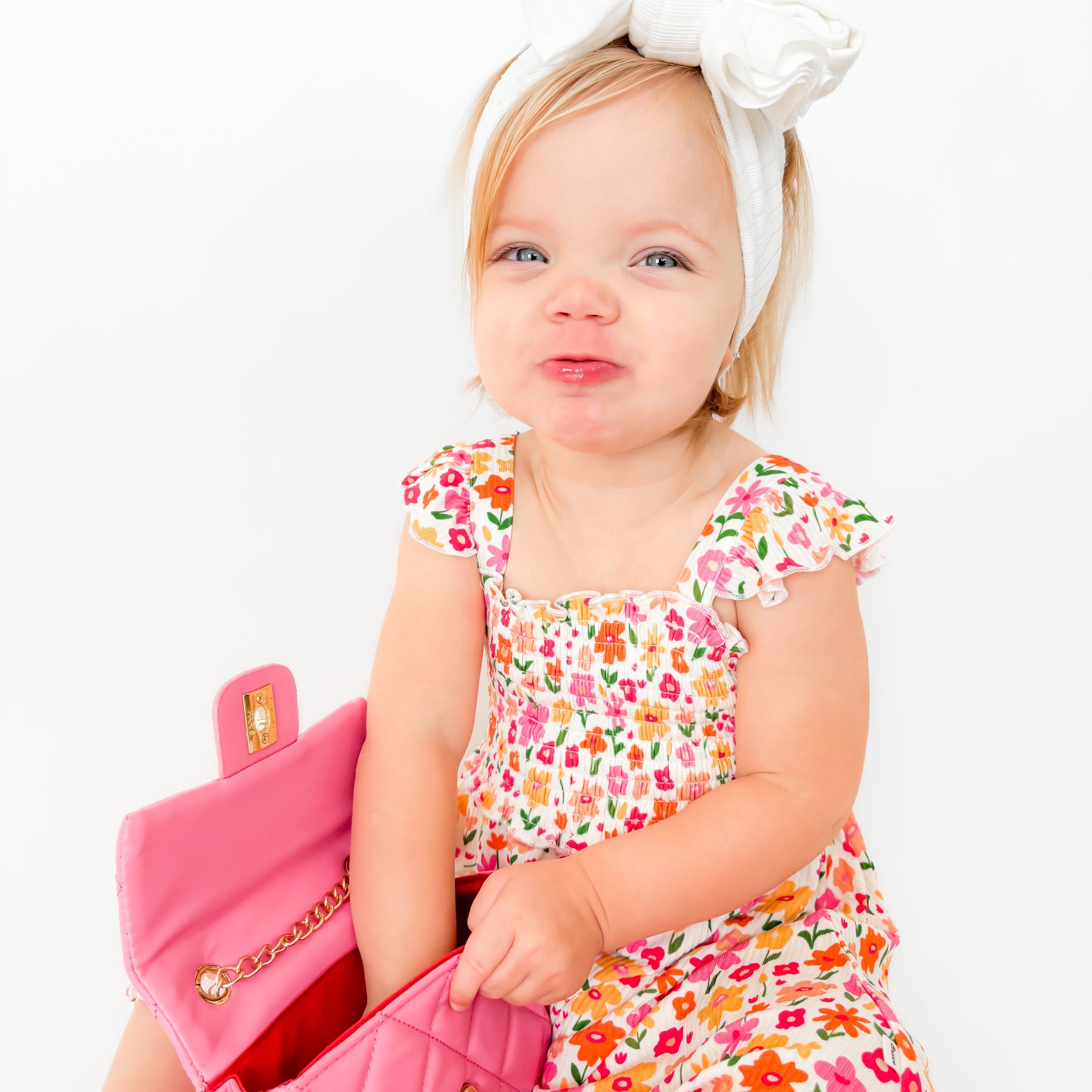 Summer Blooms Small Ribbed Flutter Sleeve Dress