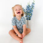 Bluebell Blossoms Small Ribbed Shorts Two-Piece Set