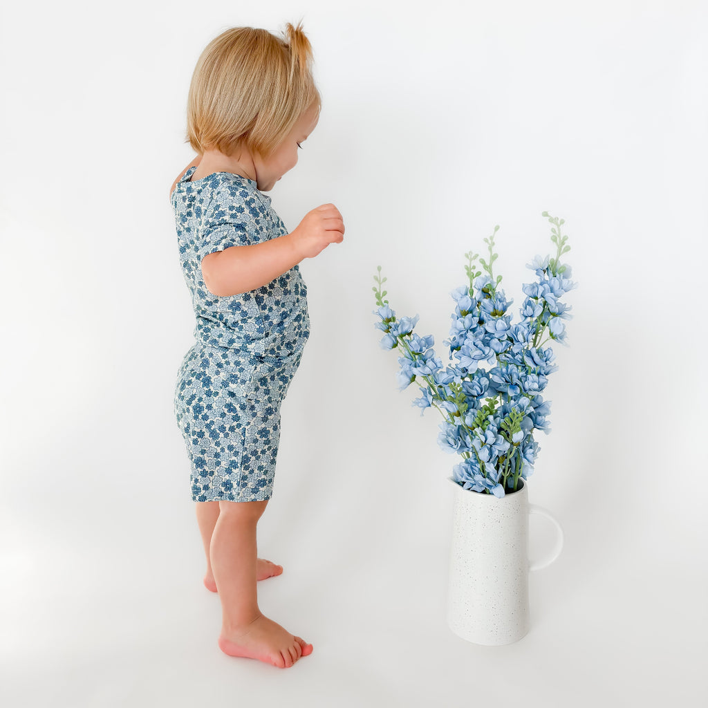 Bluebell Blossoms Small Ribbed Shorts Two-Piece Set