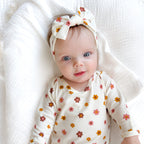 Pink Daisies Small Ribbed Bow