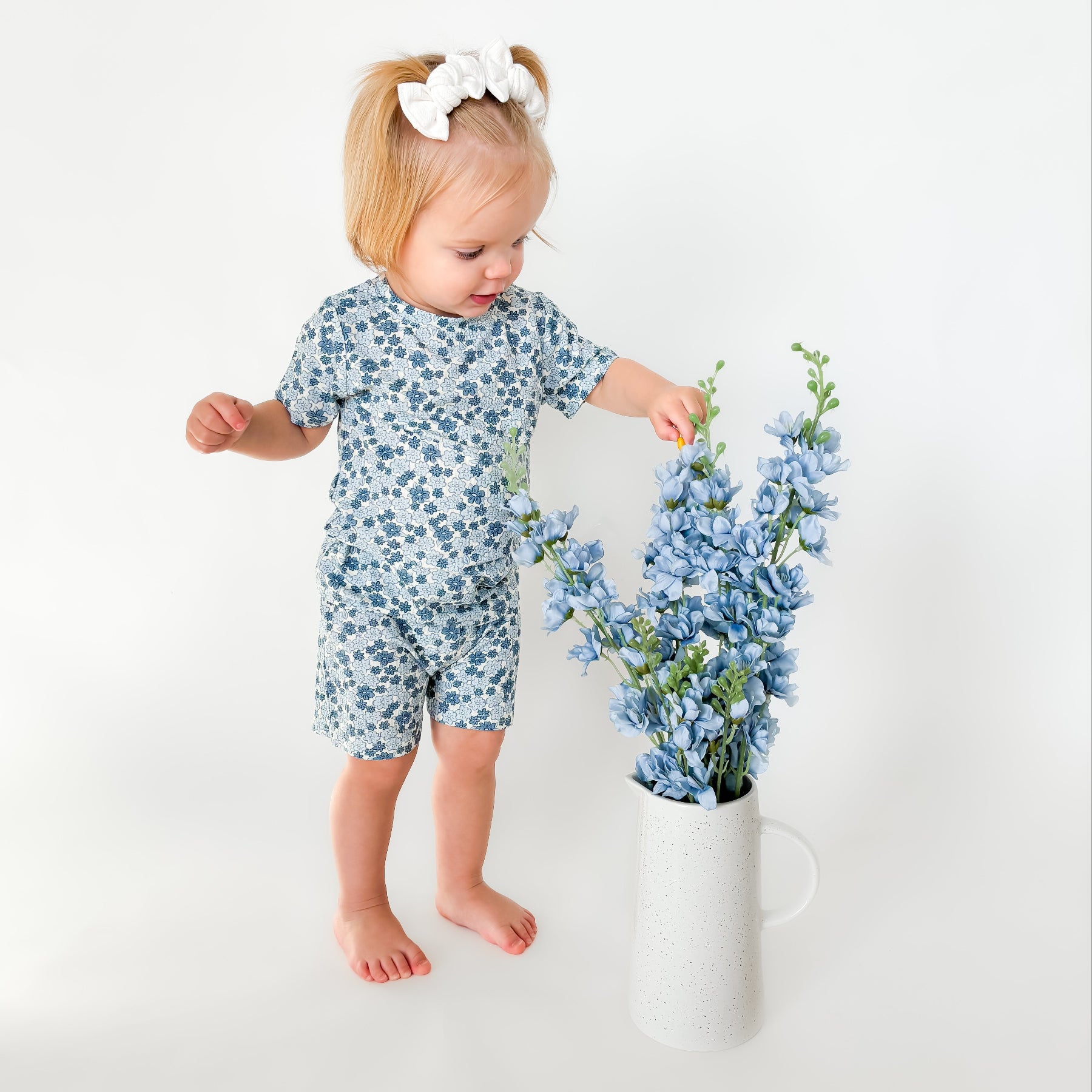 Bluebell Blossoms Small Ribbed Shorts Two-Piece Set