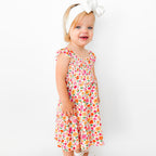 Summer Blooms Small Ribbed Flutter Sleeve Dress