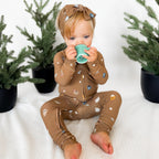 Hot Cocoa Small Ribbed Zip Romper