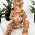Hot Cocoa Small Ribbed Zip Romper