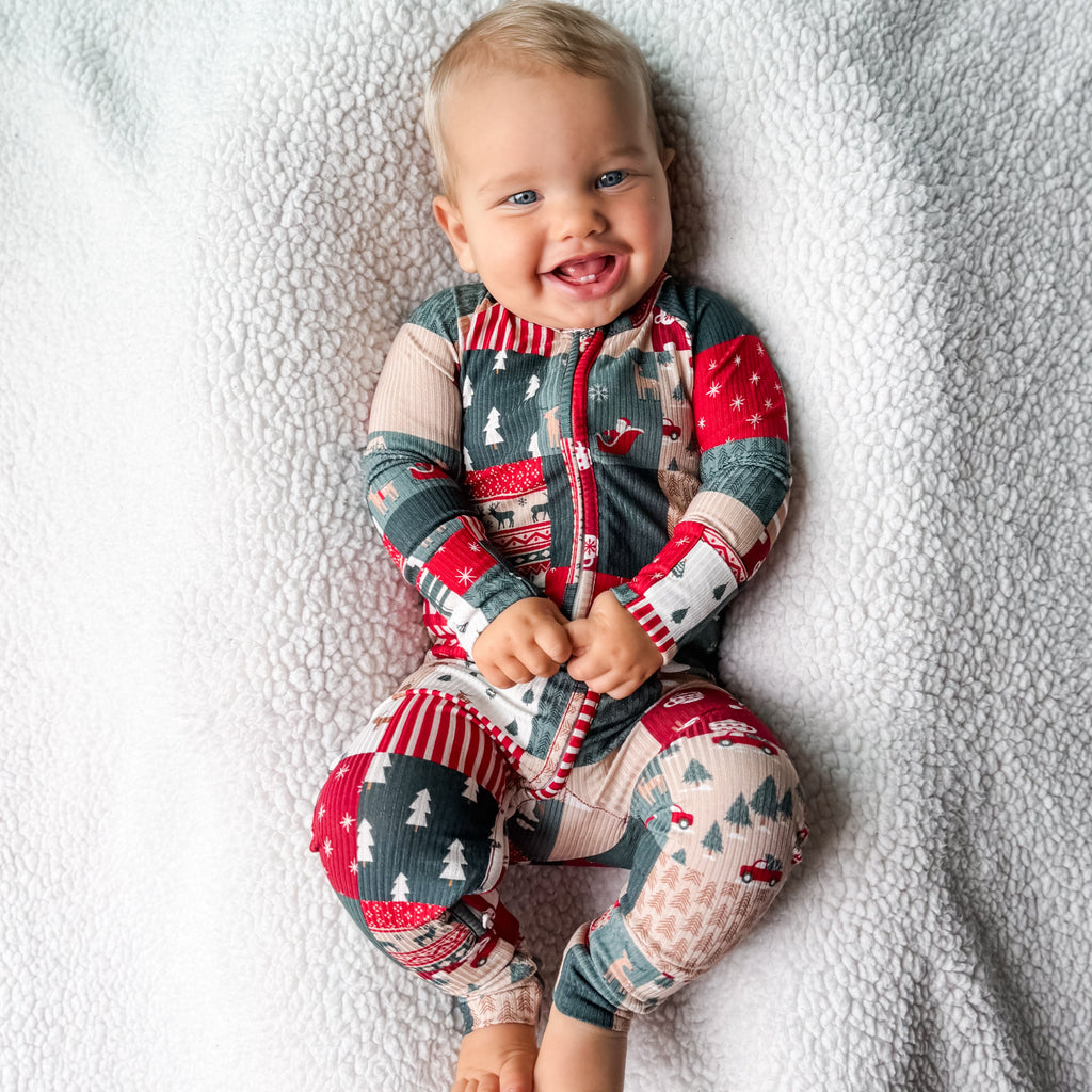 Patchwork Small Ribbed Zip Romper