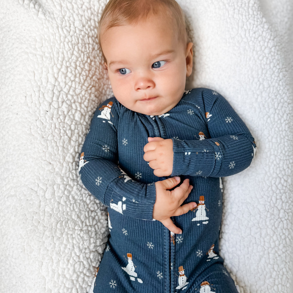 Snowmen Small Ribbed Zip Romper