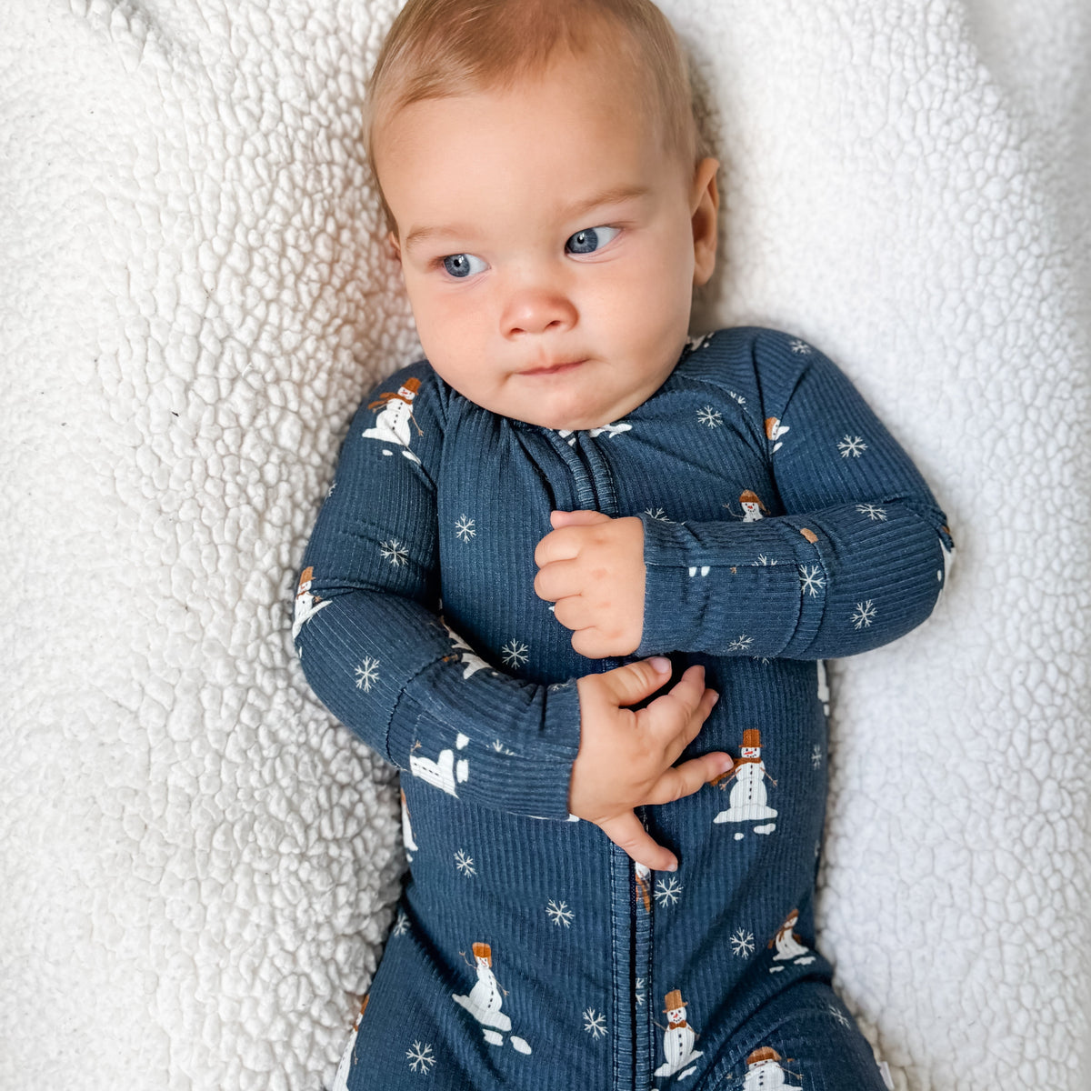 Snowmen Small Ribbed Zip Romper
