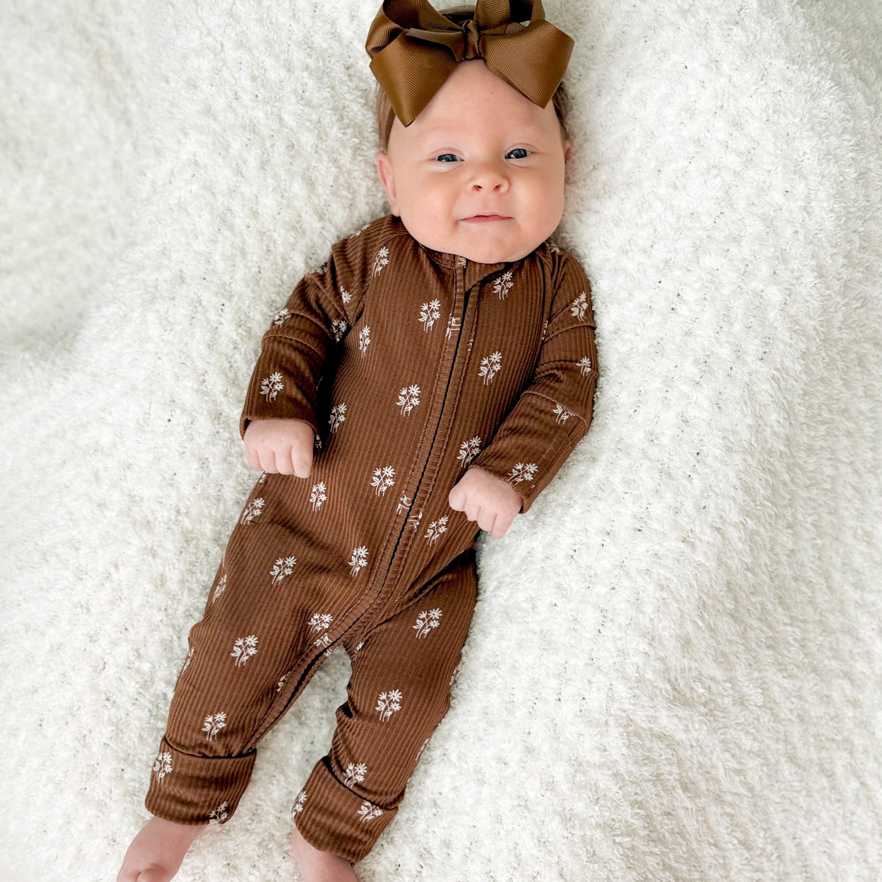 Autumn Stems Small Ribbed Zip Romper