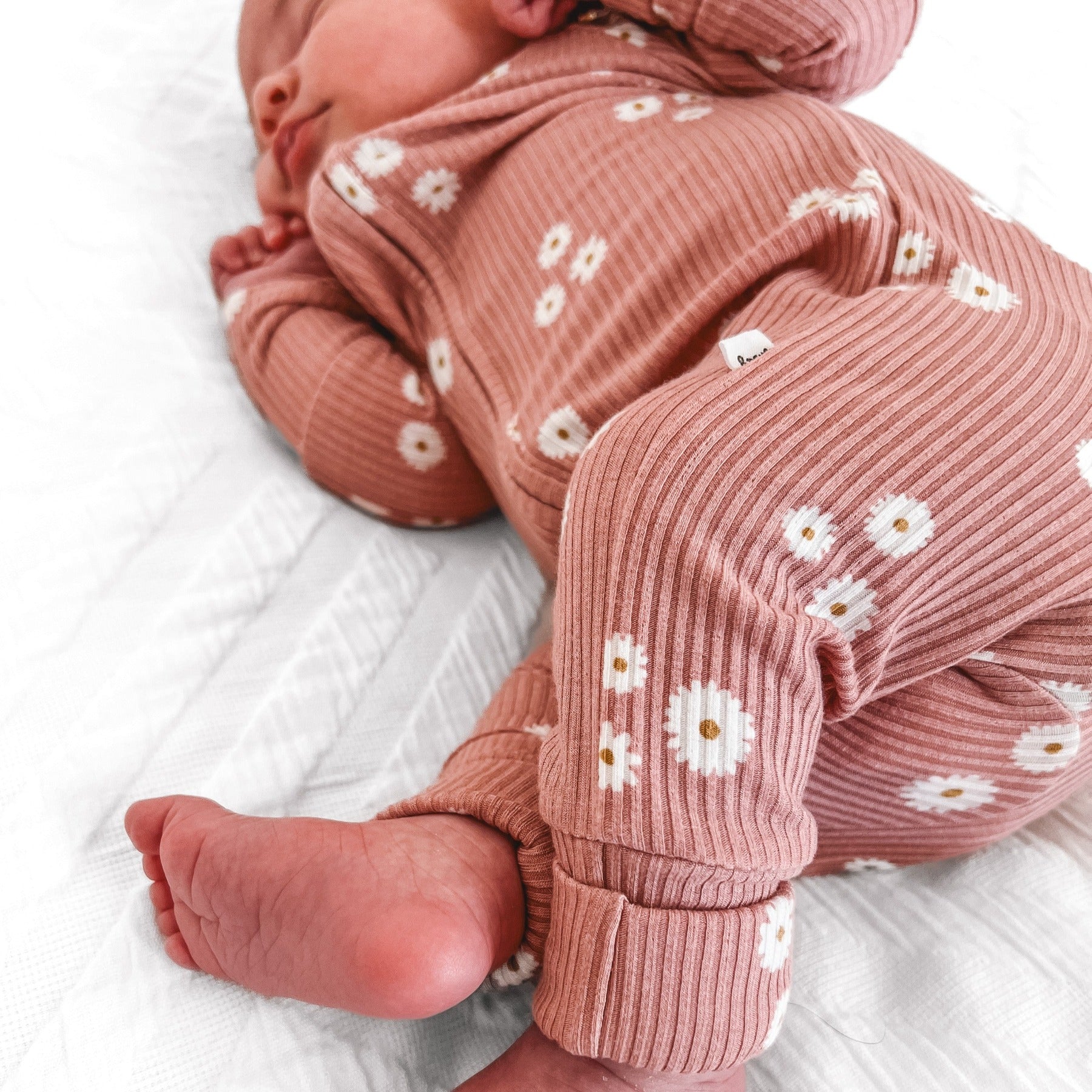 Mauve Blooms Small Ribbed Zip Romper