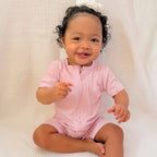 Lilac Mist Small Ribbed Summer Zip Romper