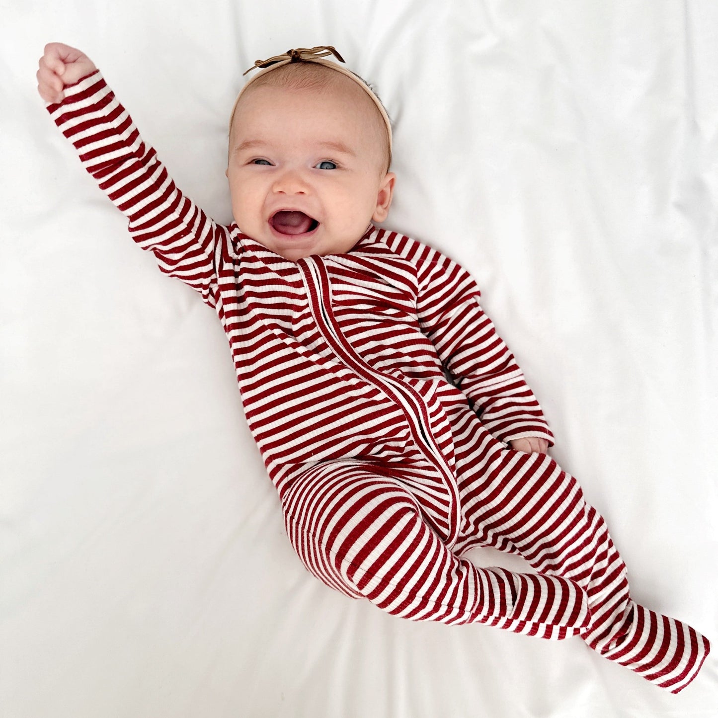 Red Stripe Small Ribbed Zip Romper